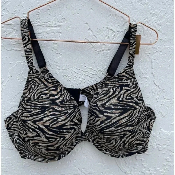The Perfect Plunge Womens Padded Tiger Print Bra Sz 46c - Picture 1 of 6